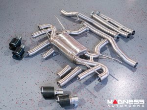 Jaguar F-TYPE Performance Exhaust System - MADNESS - 3.0L V6 - Dual Side Exit - Carbon Fiber Exhaust Tips